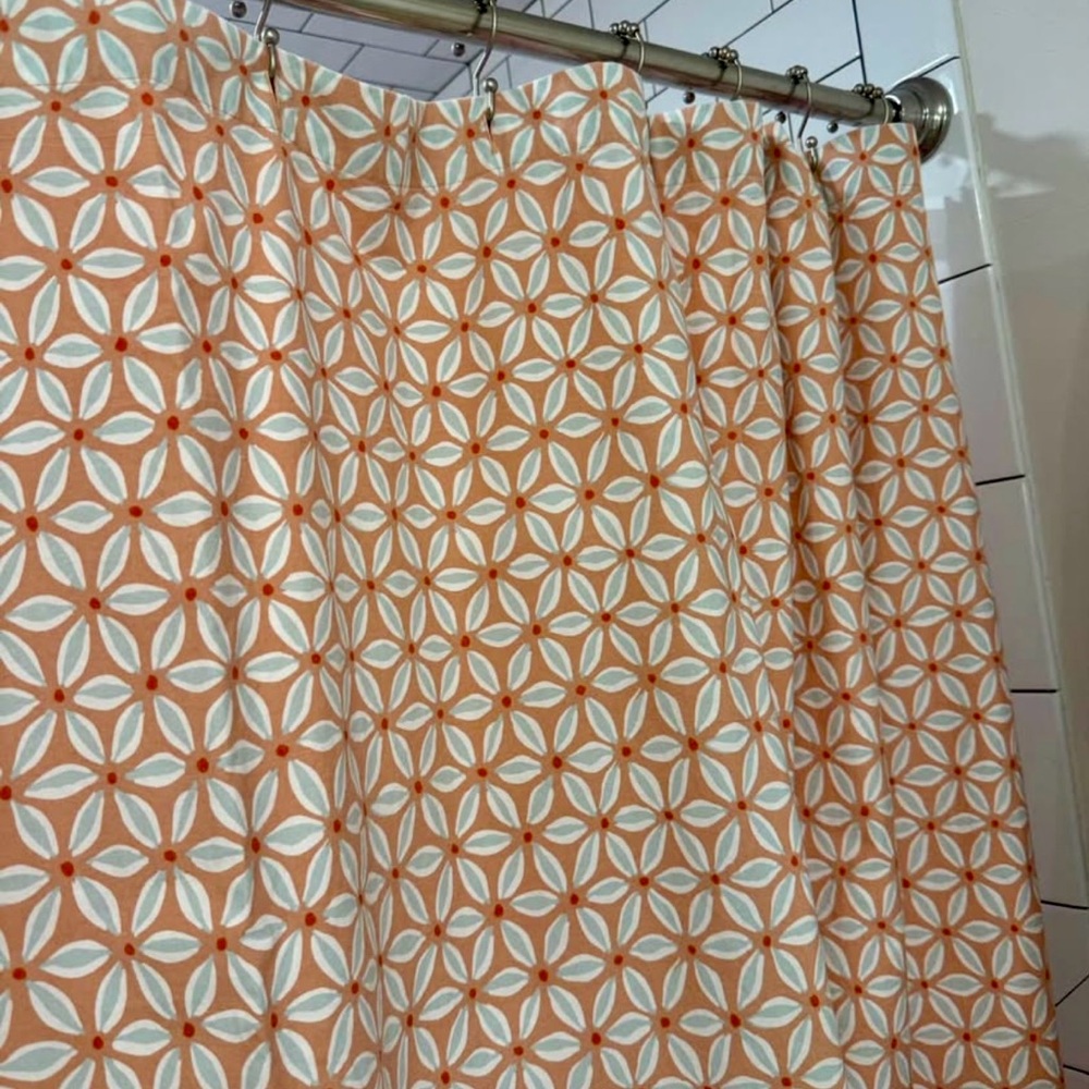 Threshold Orange and White Geometric Shower Curtain